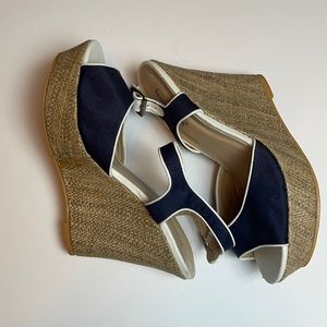 Francesca’s blue and white espadrilles wedges sz 10